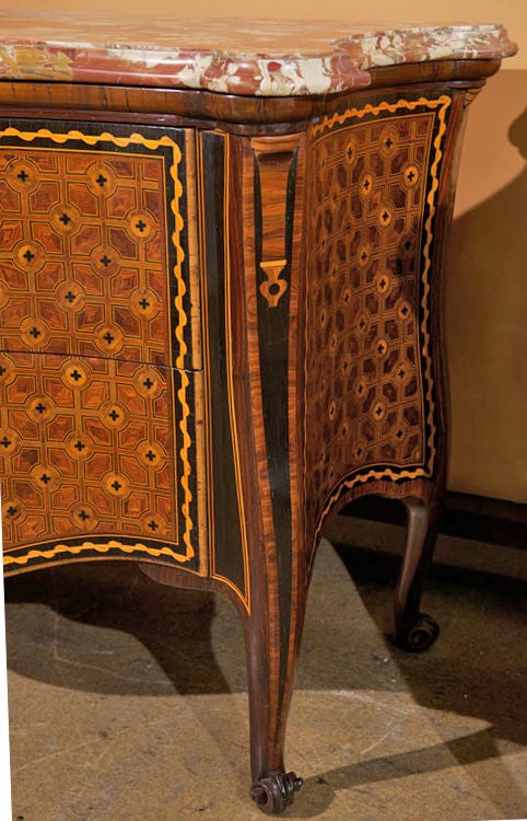 Rosewood 18th Century Pair of Italian Parquetry Arbalete Commodes or Dressers For Sale