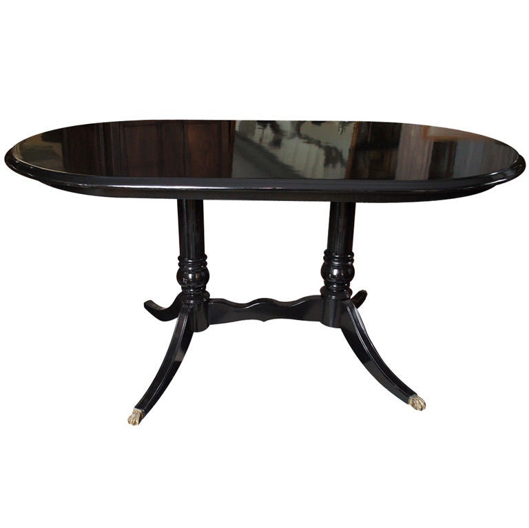 Black Lacquered Oval Dining Table
