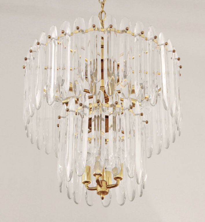 Mid-20th Century Chandelier with Large Crystals by Sciolari For Sale