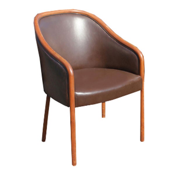 Set Of Six Ward Bennett For Brickel Brown Leather Arm Chairs