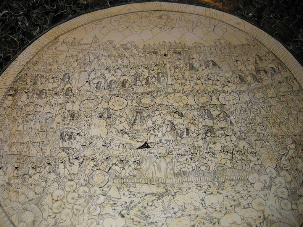 Large Graphic Hand Painted Platter