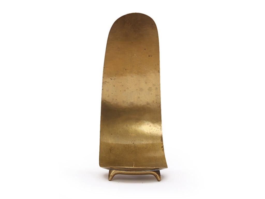 Brass and Cane Candle Holder by Carl Aubock In Good Condition In Sagaponack, NY