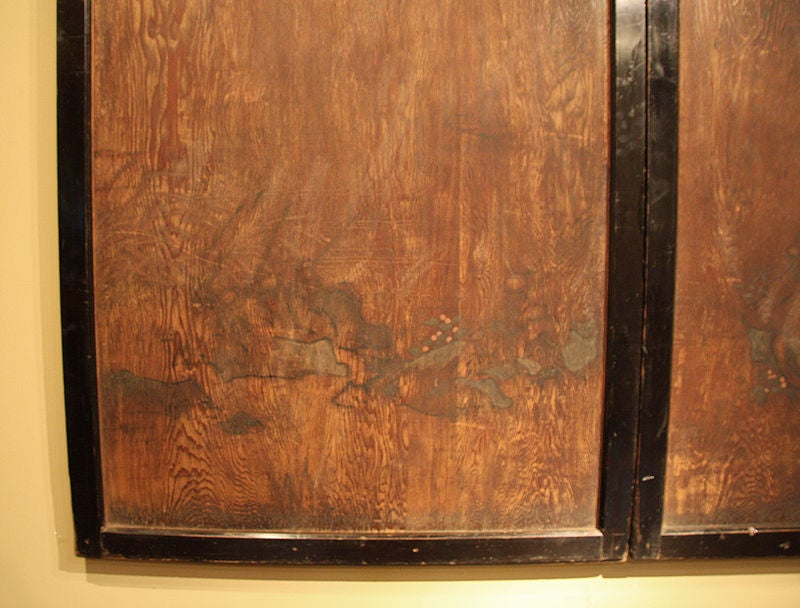 Pair of Japanese Sugi-do Painted Wood Doors For Sale 5