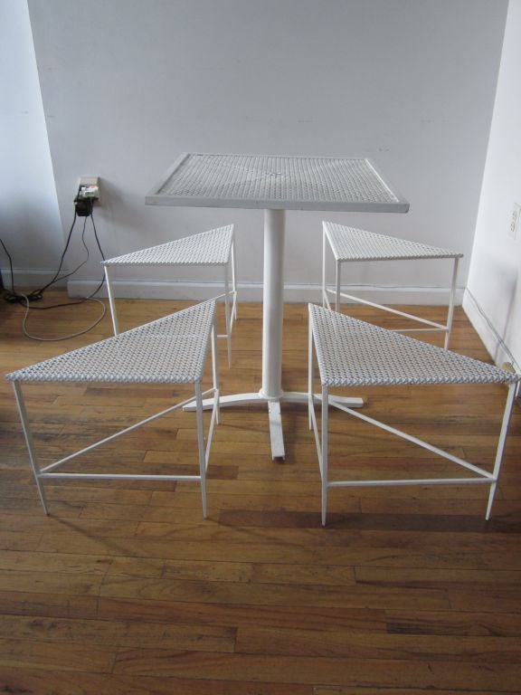 Mid-20th Century Table/Stool Ensemble by Mathieu Mategot