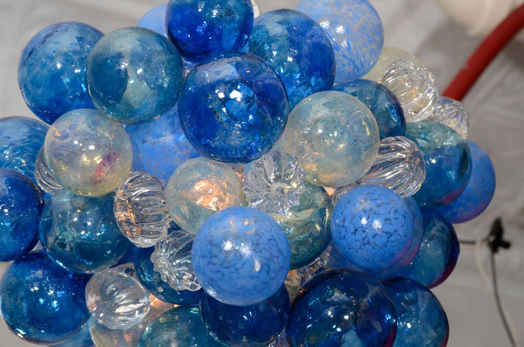 American Small Glass Bubble Chandelier with Handblown Bubbles in  Assorted Shades of Blue