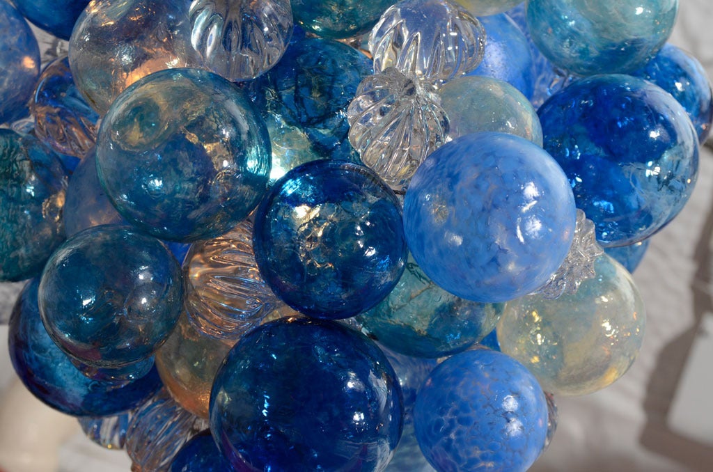 Blown Glass Small Glass Bubble Chandelier with Handblown Bubbles in  Assorted Shades of Blue