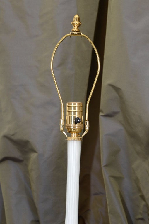 Pair of Elegant Hand Blown White Murano Glass Lamps 1