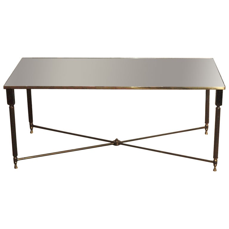 Refined Maison Bagues Style Brass and Mirror Coffee Table