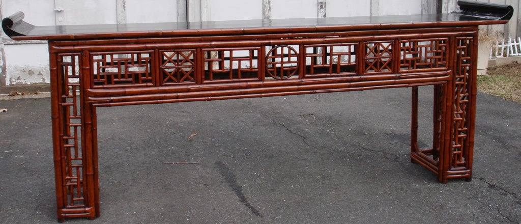 Bamboo Altar Table With Black Lacquer Top