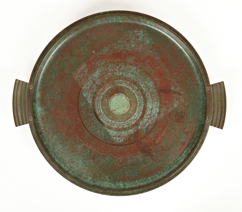 Carl Sorensen Verdigris Bronze Tray, Signed In Excellent Condition For Sale In Brambleton, VA