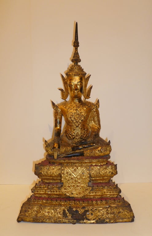 Fine Thai Gold Gilt Bronze Statue Of A Sitting Buddha