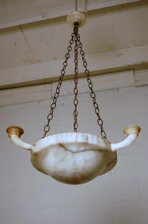 Swedish Early 20th Century Neoclassical Alabaster Candelabra Chandelier