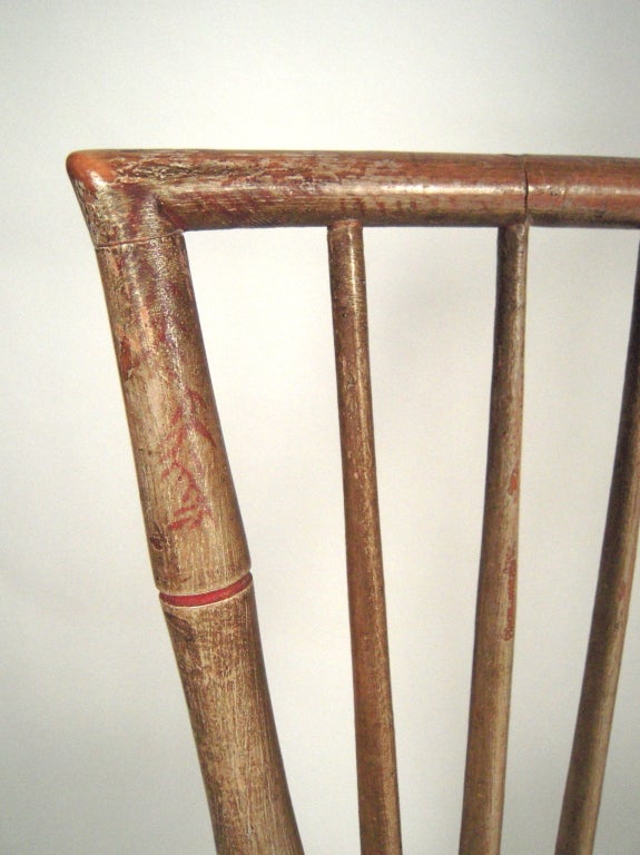 Carved Pair of Federal Period Painted 'Bamboo' Rod Back Windsor Chairs