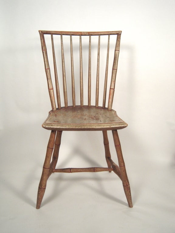 19th Century Pair of Federal Period Painted 'Bamboo' Rod Back Windsor Chairs