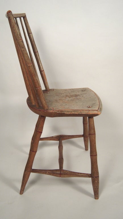 Wood Pair of Federal Period Painted 'Bamboo' Rod Back Windsor Chairs