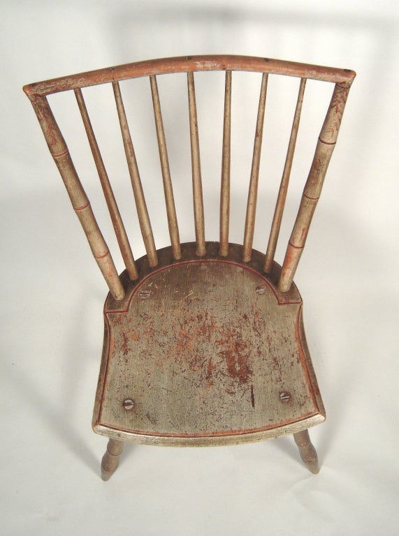Pair of Federal Period Painted 'Bamboo' Rod Back Windsor Chairs 1