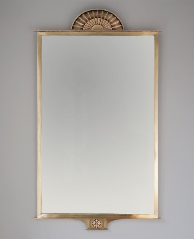Elegant Swedish Art Deco bronze mirror, Swedish Grace 1920's.