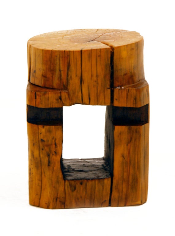 Contemporary Organic Modern Brazilian Salvaged Peroba Wood Stools by Luis Pinto For Sale