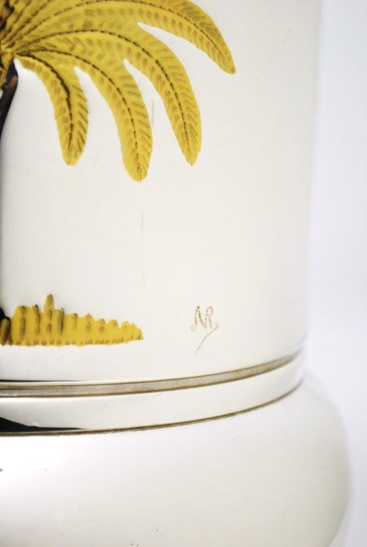 Italian Silverplated Bucket with Embossed Palm Trees