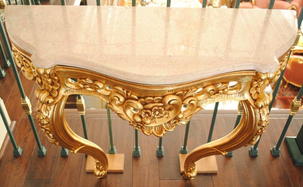 Italian Giltwood Demilune Console Table