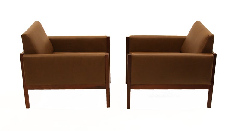Brazilian Pair of Baruna and Leather Armchairs from Brazil