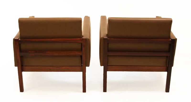 Pair of Baruna and Leather Armchairs from Brazil In Good Condition In Hollywood, CA