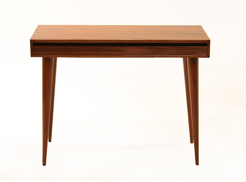 Rosewood console or small desk with tapered legs from Brazil