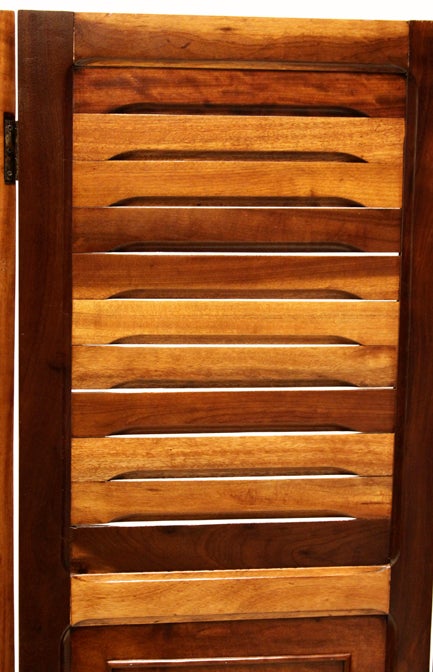Brazilian Solid Baruna Wood Regency Folding Screen or Room Divider In Good Condition In Los Angeles, CA