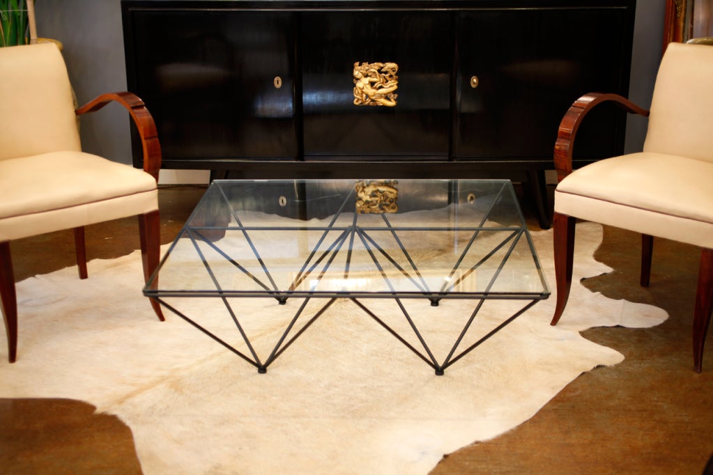 Metal and glass Paolo Piva coffee table, limited edition for B&B Italy.