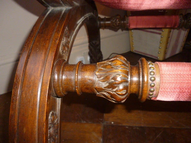 Pair Baronial 'Savonarola' Style Hall Chairs 3