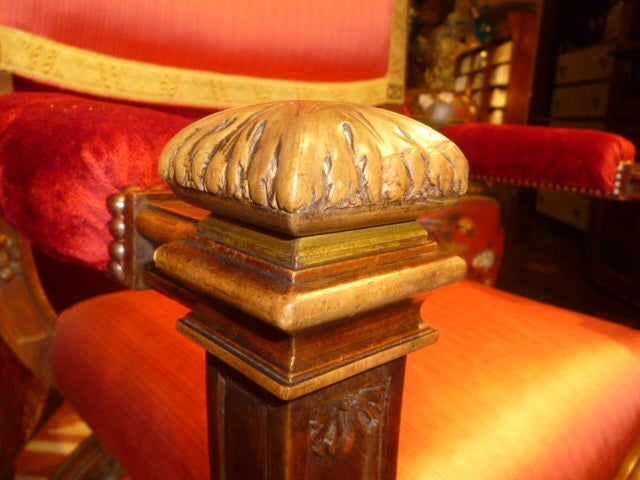 19th Century Pair Baronial 'Savonarola' Style Hall Chairs