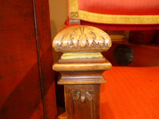 Walnut Pair Baronial 'Savonarola' Style Hall Chairs