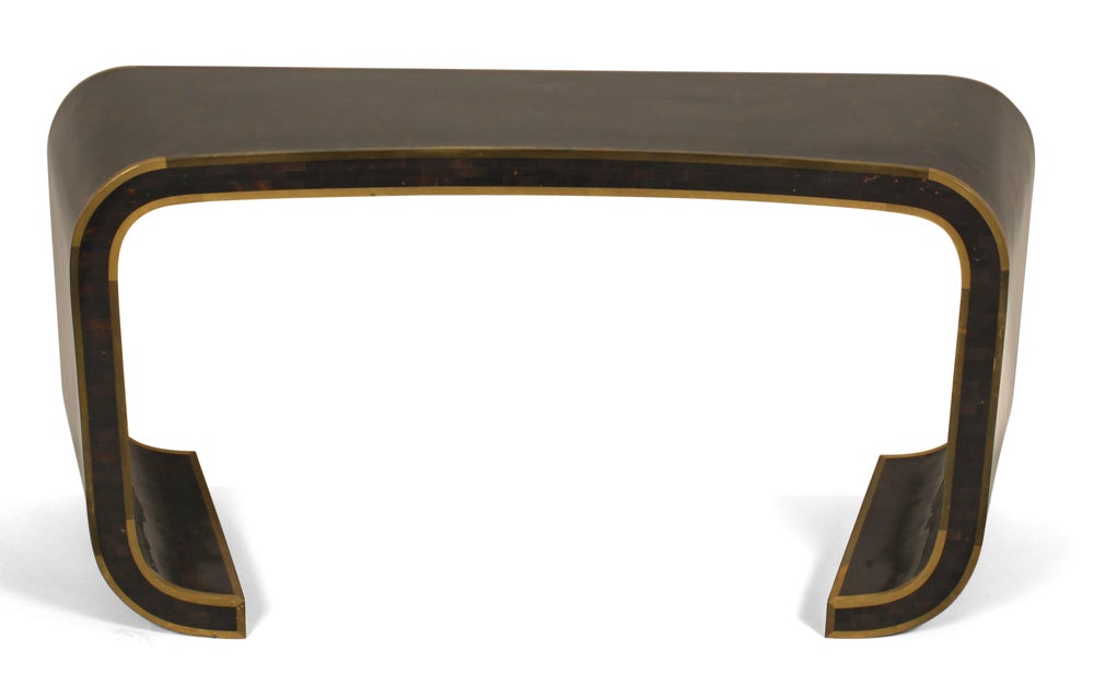 Penshell, Brass Waterfall Console Table by Maitland-Smith, Ltd. In Excellent Condition In New York, NY