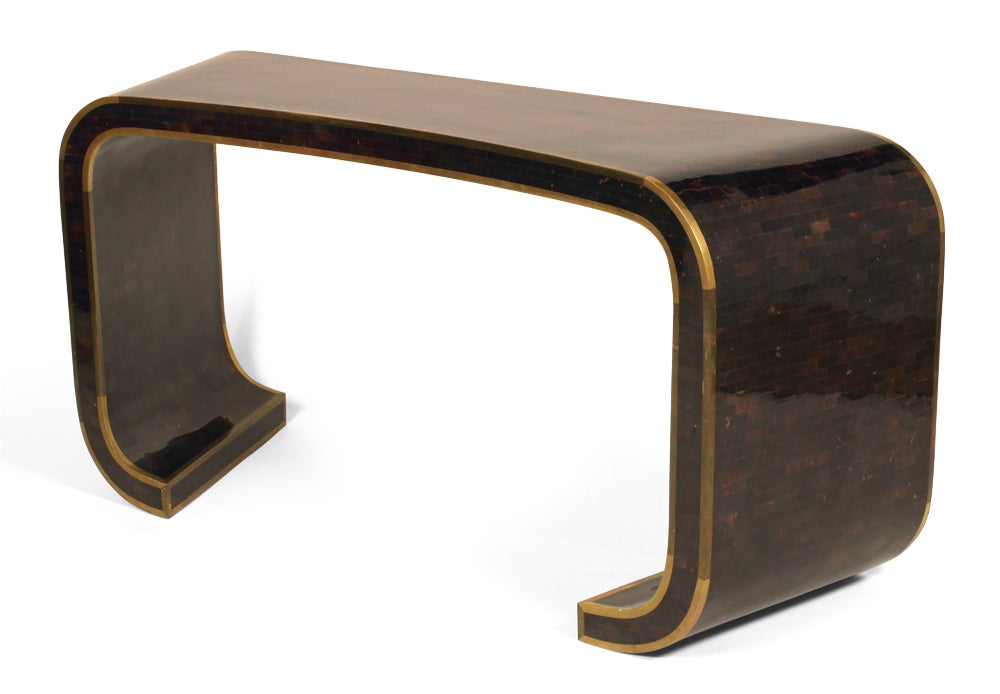 Penshell, Brass Waterfall Console Table by Maitland-Smith, Ltd. 1