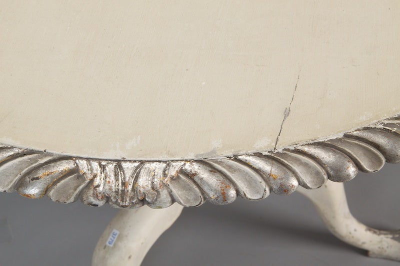 French White Tilt Top Table with Silver Gilt Edge 2