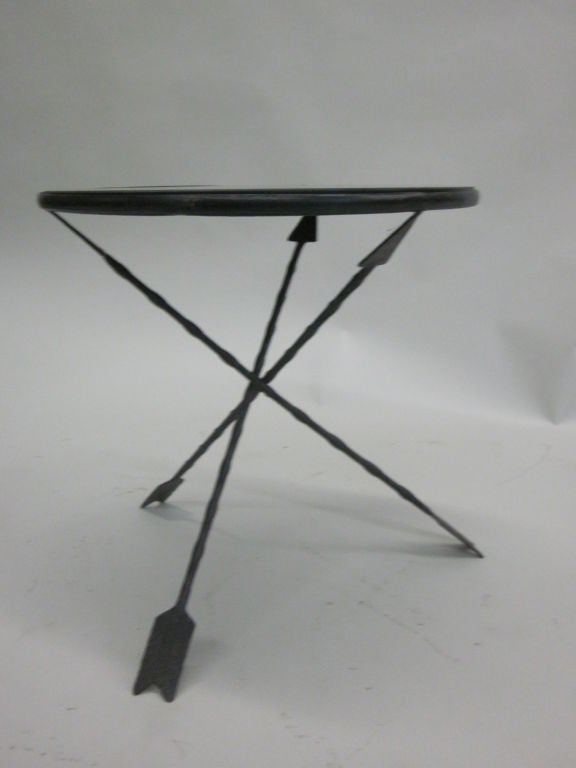Wrought Iron French Mid-Century Modern Neoclassical Side Table Attributed to Jansen