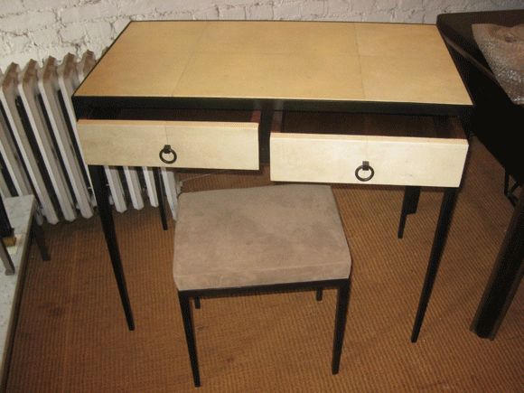 Mid-Century Modern French Mid-Century Style Parchment Covered Vanity/ Desk, Jean-Michel Frank Style For Sale