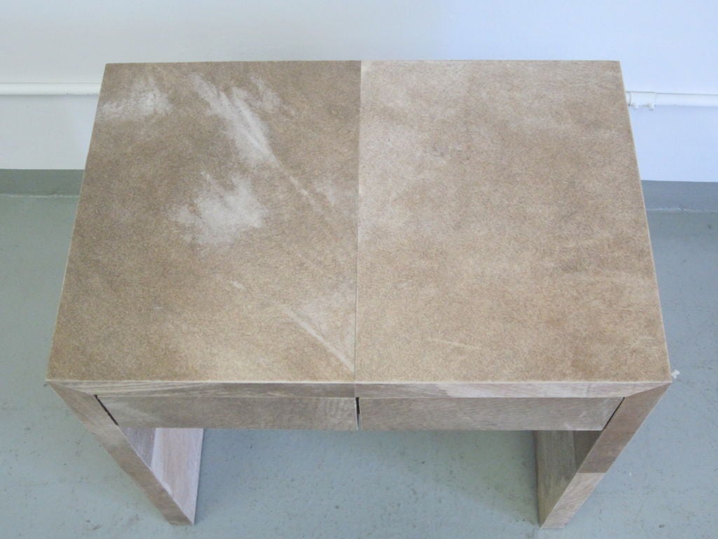 Contemporary Pair of French Parchment Nightstands / End Tables in Style of Jean-Michel Frank For Sale