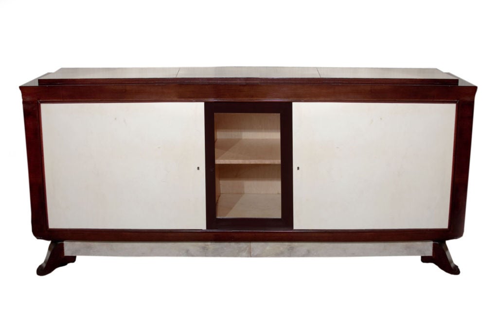 French 1940's Parchment and Lacquered Cabinet.