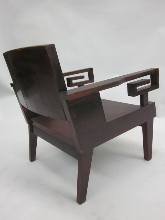 Kingwood Pair of French Art Deco. / Modern Neoclassical Teak Lounge Chairs For Sale