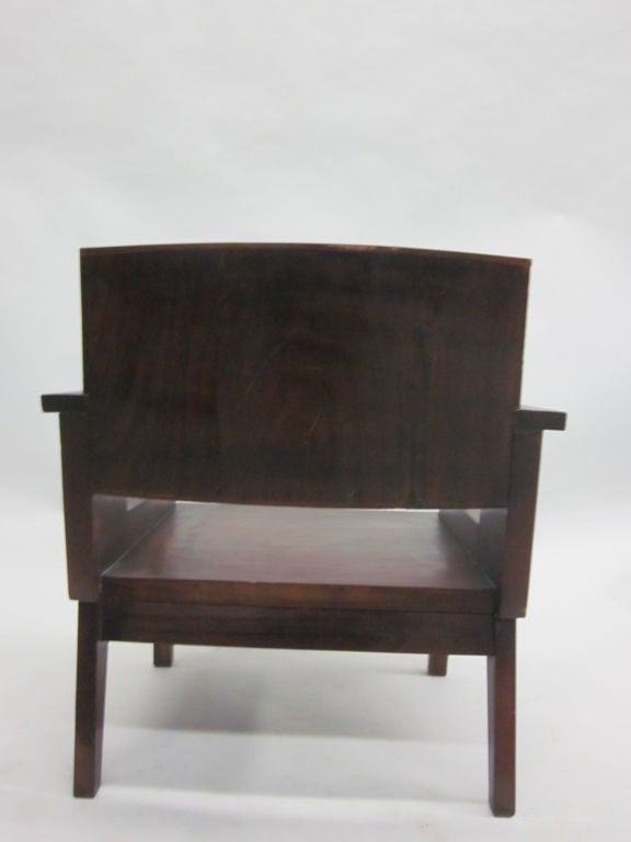 Pair of French Art Deco. / Modern Neoclassical Teak Lounge Chairs For Sale 3