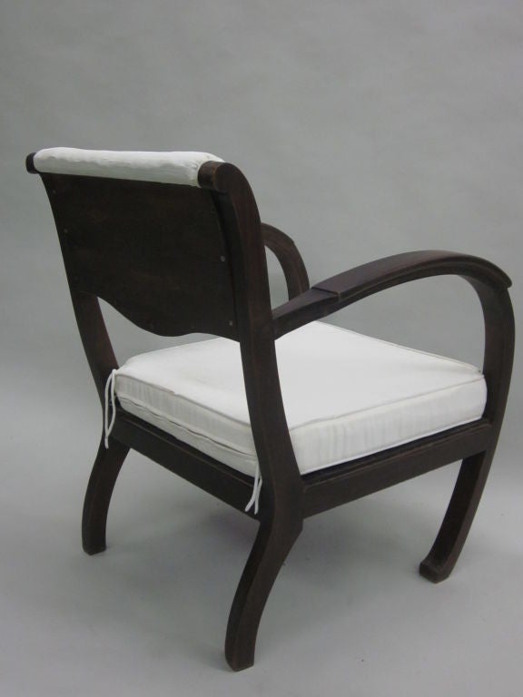 Mid-20th Century Pair of French Art Deco / Colonial Teak Lounge Chairs or Armchairs