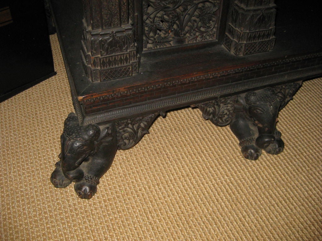 Burmese Stunning Massive Anglo Indian Cabinet In Carved Rosewood For Sale