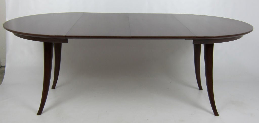 Exquisitely crafted Mid Century Klismos Leg Dining Table attributed to N.O. Moller.  48