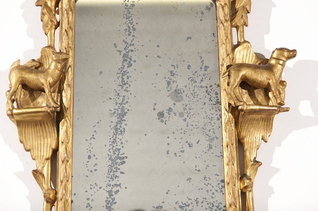 Pair of 18th Century Giltwood Mirrors with Farm Animal Figurines For Sale 3