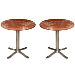 Single Nicos Zographos marble and chrome side tables