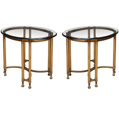 Pair of Brass Oval Side Tables
