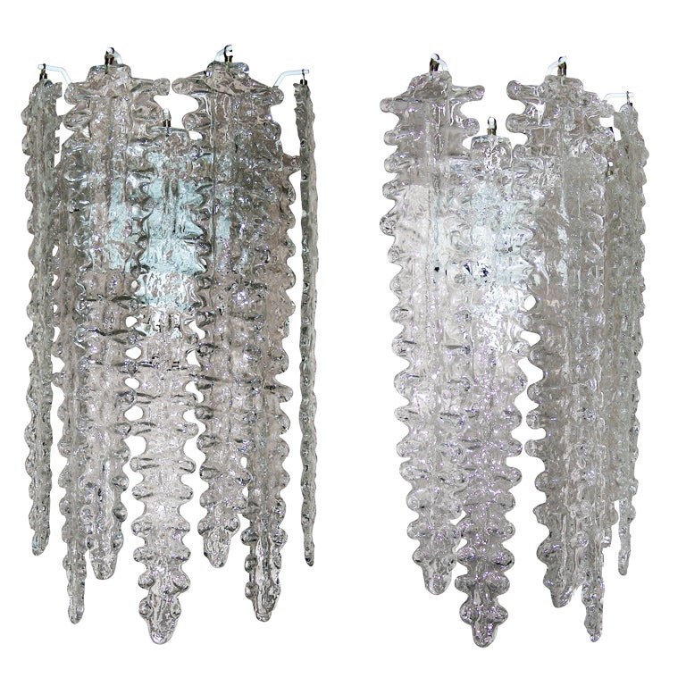 A pair of "Alga" wall lights by Venini Murano, Italy..