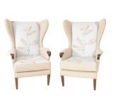 Vintage A Pair of 1950's Parker Knoll 'Leaf' Wingback Armchairs