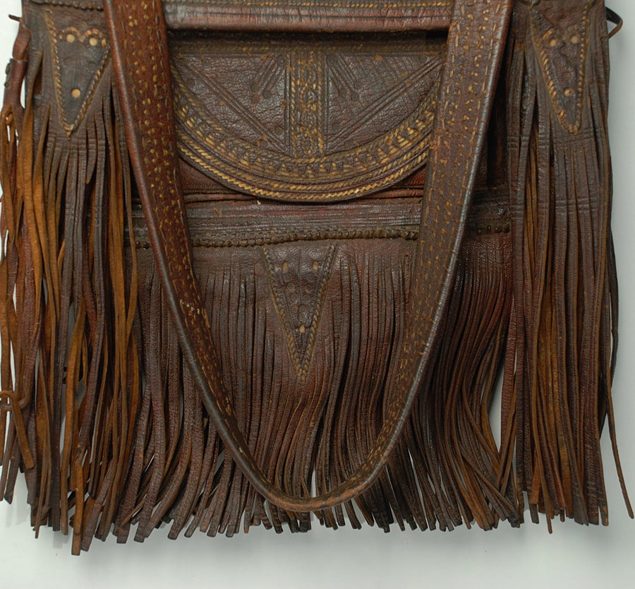 Mid-20th Century Antique Moroccan Leather Fez Bag